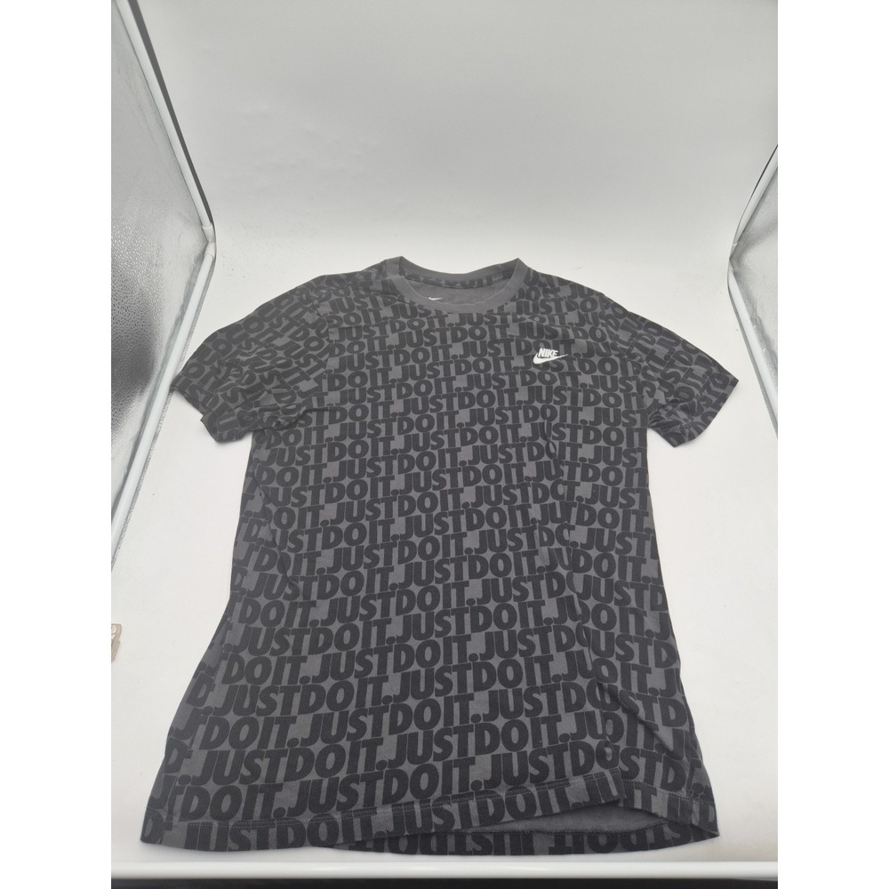 Men's Nike Just Do It All Over Front & Back Spellout in  Black Gray Large